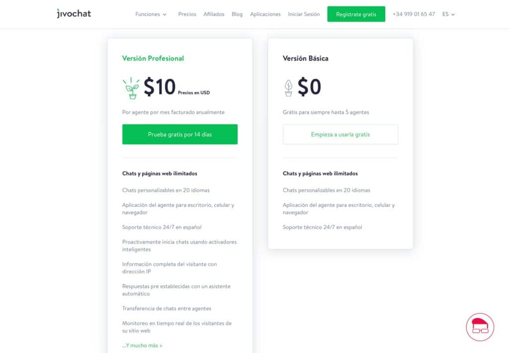 Planes de JivoChat - Chat para páginas web