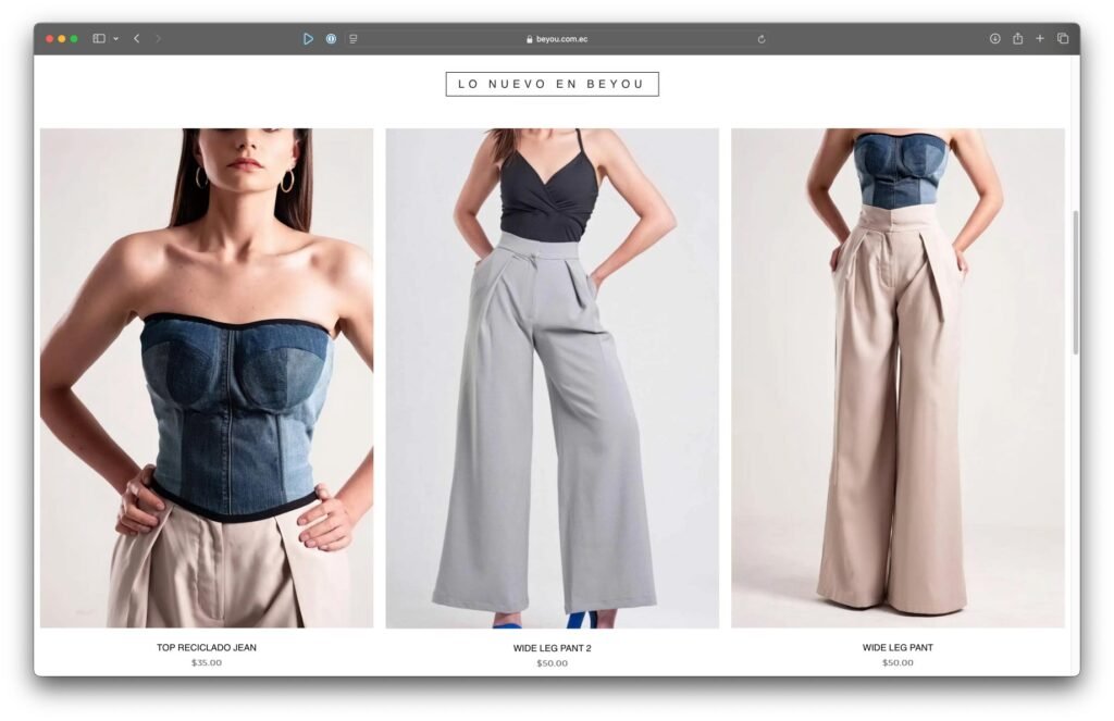 Tienda online BeYou by Natasha Fonte, diseñadora de modas con base en Quito-Ecuador